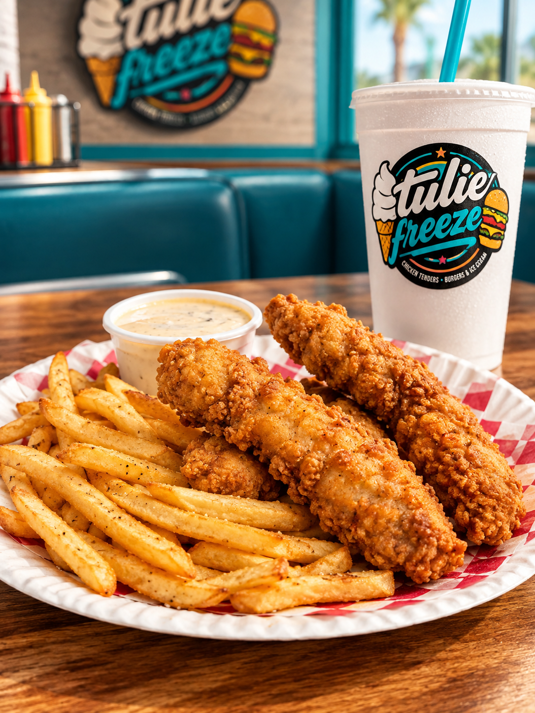 Chicken tenders and fries plate